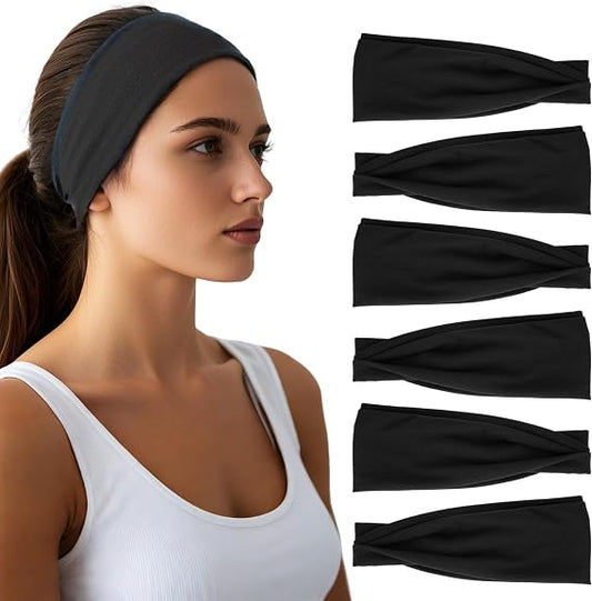 Women Wide Elastic Hair Bands 6 Pack Stretchy Sweatband
