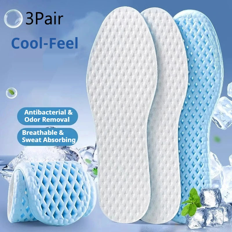 Summer Cooling Sports Insoles Breathable Memory Foam Soles