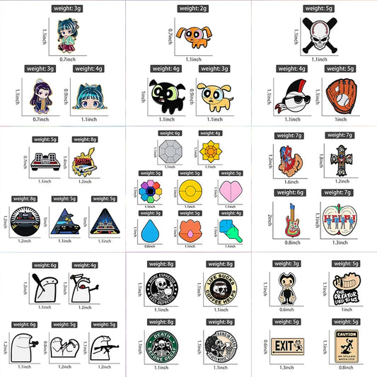 Retro Enamel Pins Set Punk Rock Metal Lapel Badges