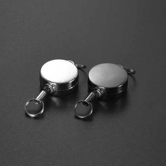 Retractable Key Chain ID Card Holder Recoil Metal Ring