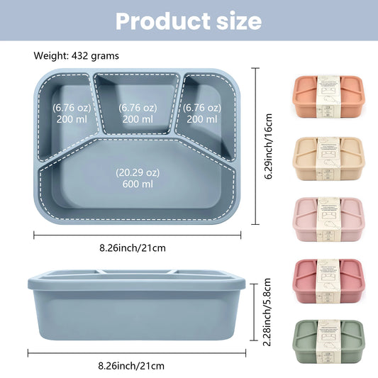 Reusable Silicone Bento Box Food Grade Divided Lunch Container