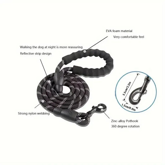 Reflective Dog Leash With Padded Handle Double Heavy Duty