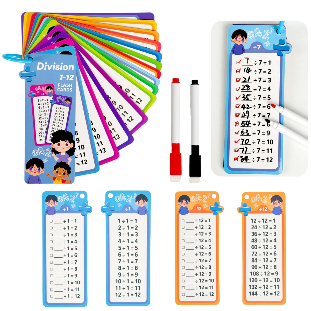 Erasable Math Flash Cards Set Reusable Math Cards