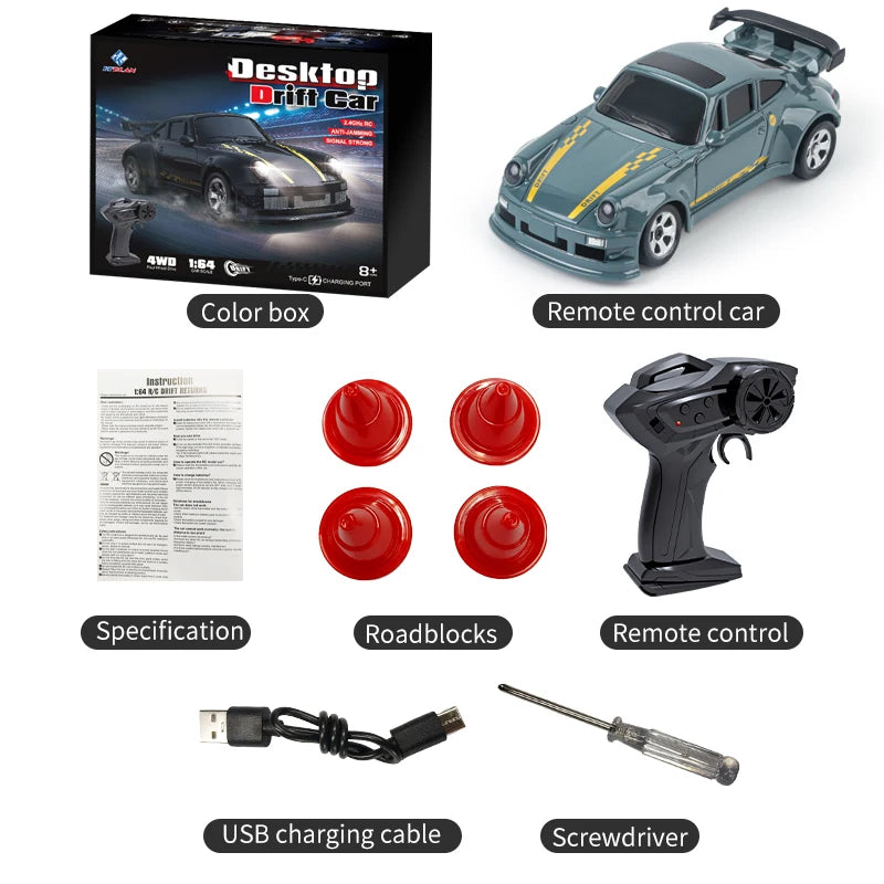 Mini Drift RC Car 1:64 Proportional Remote Control Racing