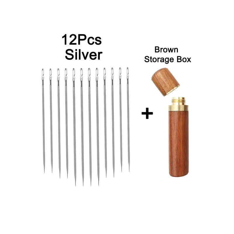 Self Threading Hand Sewing Needles 12 Pack Side Hole Set