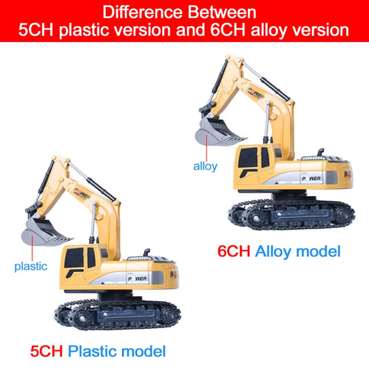 1:24 6 Channel RC Excavator Remote Control Construction Toy