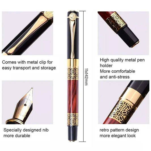 Retro Metal Fountain Pen Replaceable Ink Office Writing Set