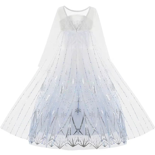 White Princess Lace Party Dress Girls Halloween Costume Set