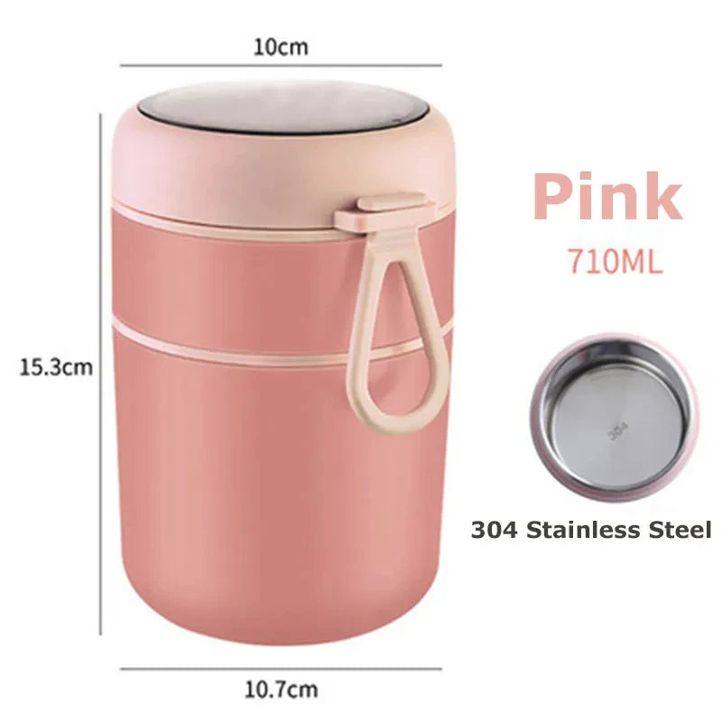 Stainless Steel Food Thermal Jar Insulated Soup Cup Lunch Box 530ml 710ml