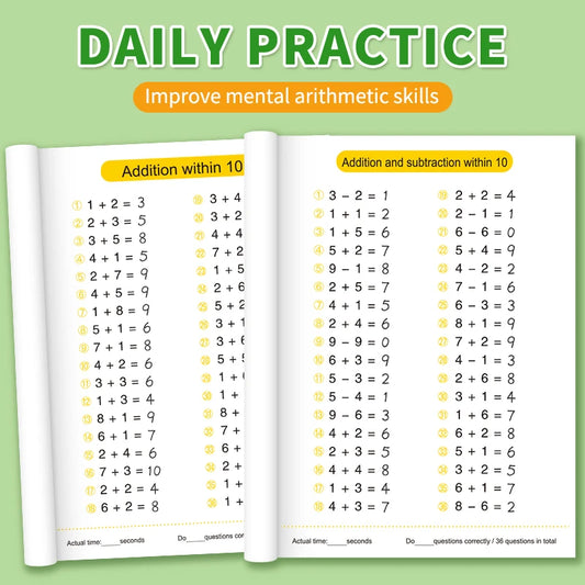 Children Math Exercise Workbook Addition Subtraction Book