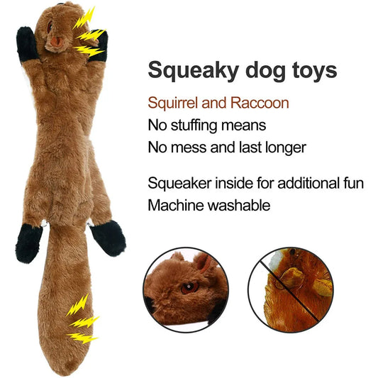 No Stuffing Plush Dog Toy Durable Squeaky Crinkle Animal