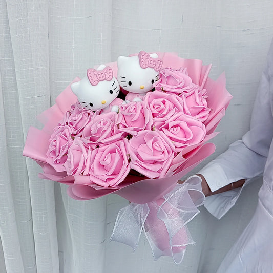 Cartoon Plush Flower Bouquet Artificial Rose Doll Gift