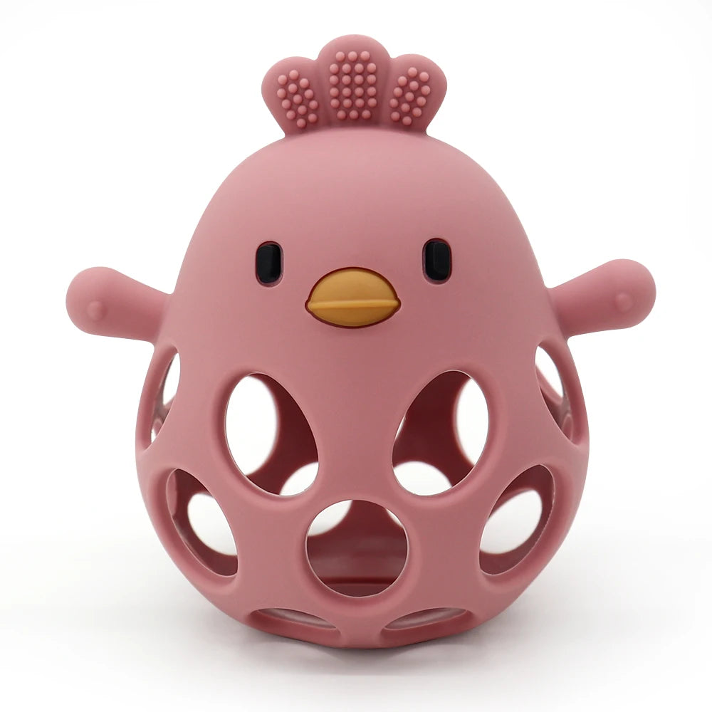 Baby Silicone Teether Toy Cartoon Chick Chewing Trainer