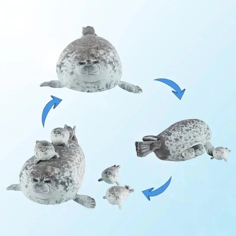 Mother Seal Zipper Plush Toy 5 Piece Stuffed Set 40cm