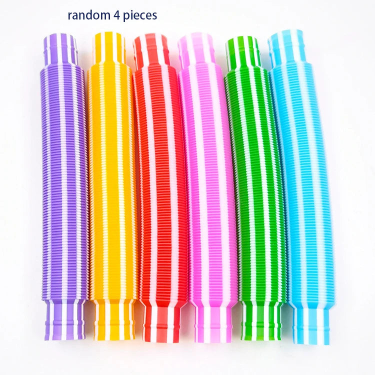 Mini Pop Tube Sensory Fidget Toy 4 Pack Stretch Building