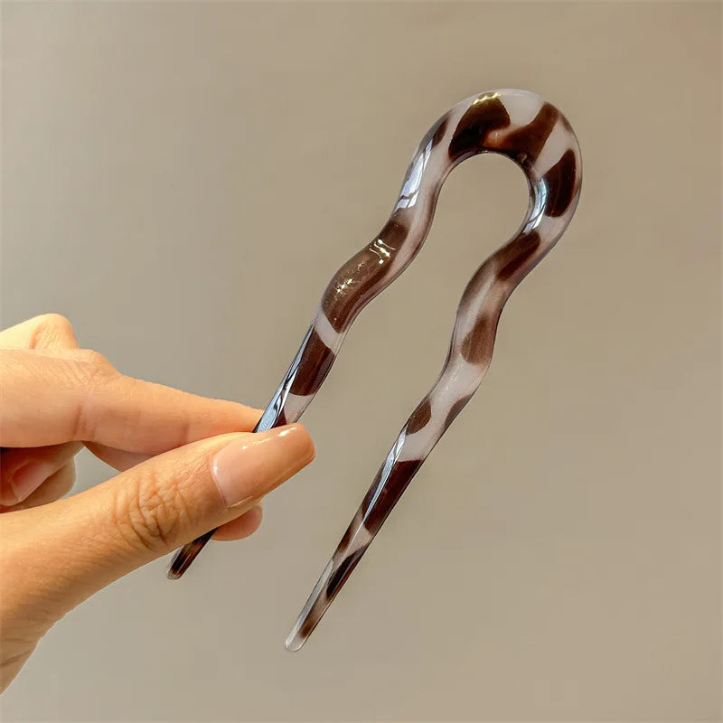 U-Shaped Hair Fork Acetate Hairpin Tortoiseshell Sticks