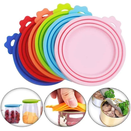 Reusable Pet Food Can Silicone Cover 3 in 1 Lid
