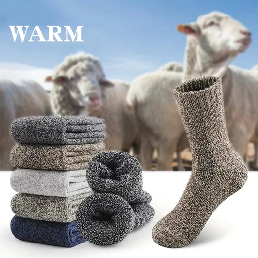 Winter Warm Wool Socks Men Thick Towel Bottom 3 Pairs
