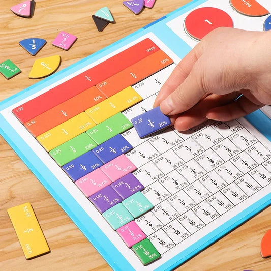 Magnetic Fraction Demonstration Book Wooden Math Toy