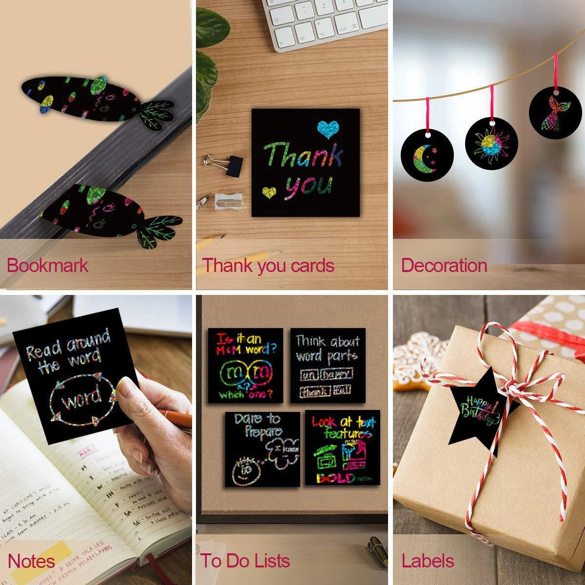 Rainbow Scratch Paper Art Set Scratch Off Notes Pack