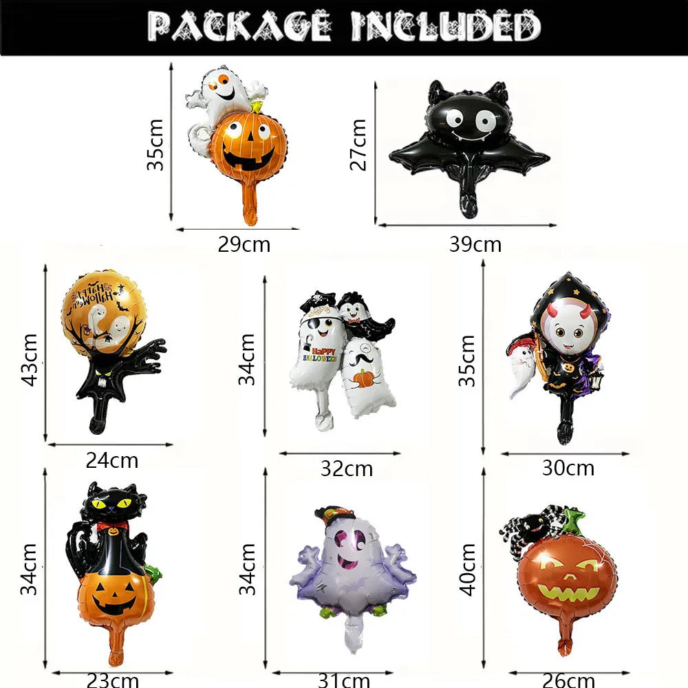 10/30/50pcs Mini Halloween Element Death Bat Pumpkin Aluminum Coil Balloons Random Style Halloween Party Decoration Globos