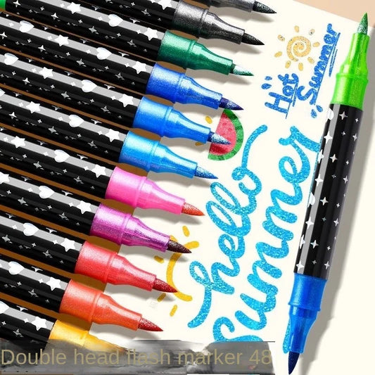 24/48/72/96 Colors Dual Brush Tip Glitter Art Markers Metallic Paint Marker Pens DIY Crafts Birthday Cards, Making Poster, Album