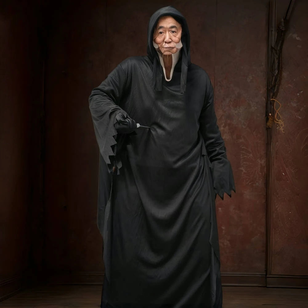 Adult Halloween Scream Ghost Costume Reaper Cosplay Death Dress up Props for Prom Men Horrible Movie Halloween Carnival Suit