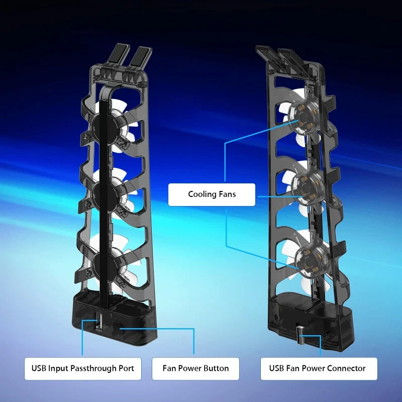 PS5 Accessories Cooling Fan with LED Light, for Both Disc and Digital Editions, Efficient Cooling System, Horizontal Compatible