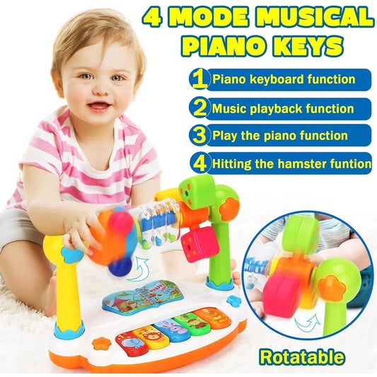 Baby Rotating Piano Keyboard Toy Musical Light Instrument
