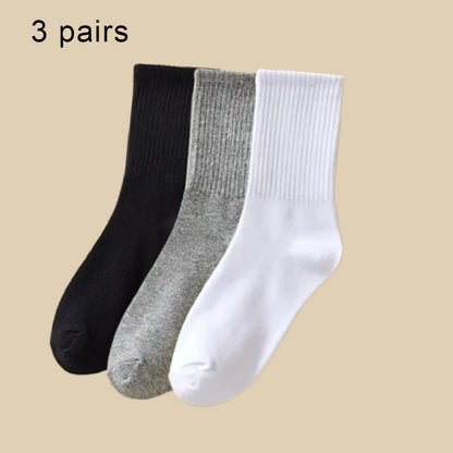 Women Mid-Tube Socks Sweat Absorbent Breathable Sport Crew