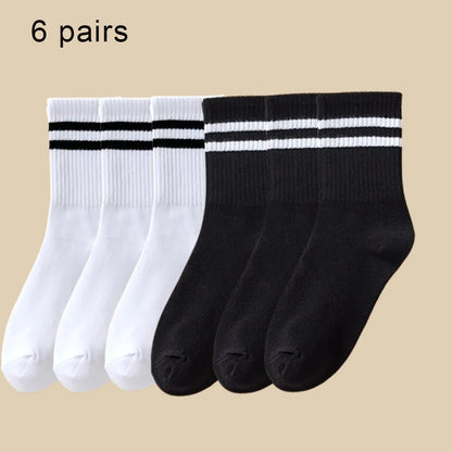 Women Mid-Tube Socks Sweat Absorbent Breathable Sport Crew