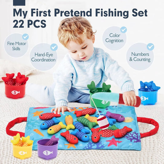 Toddler Cloth Fishing Game Color Sorting Math Toy Set