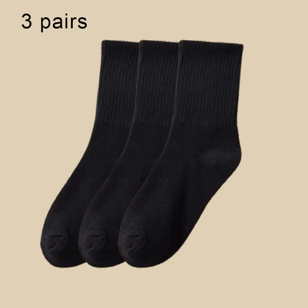 Women Mid-Tube Socks Sweat Absorbent Breathable Sport Crew