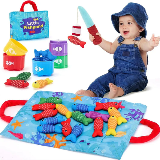 Toddler Cloth Fishing Game Color Sorting Math Toy Set