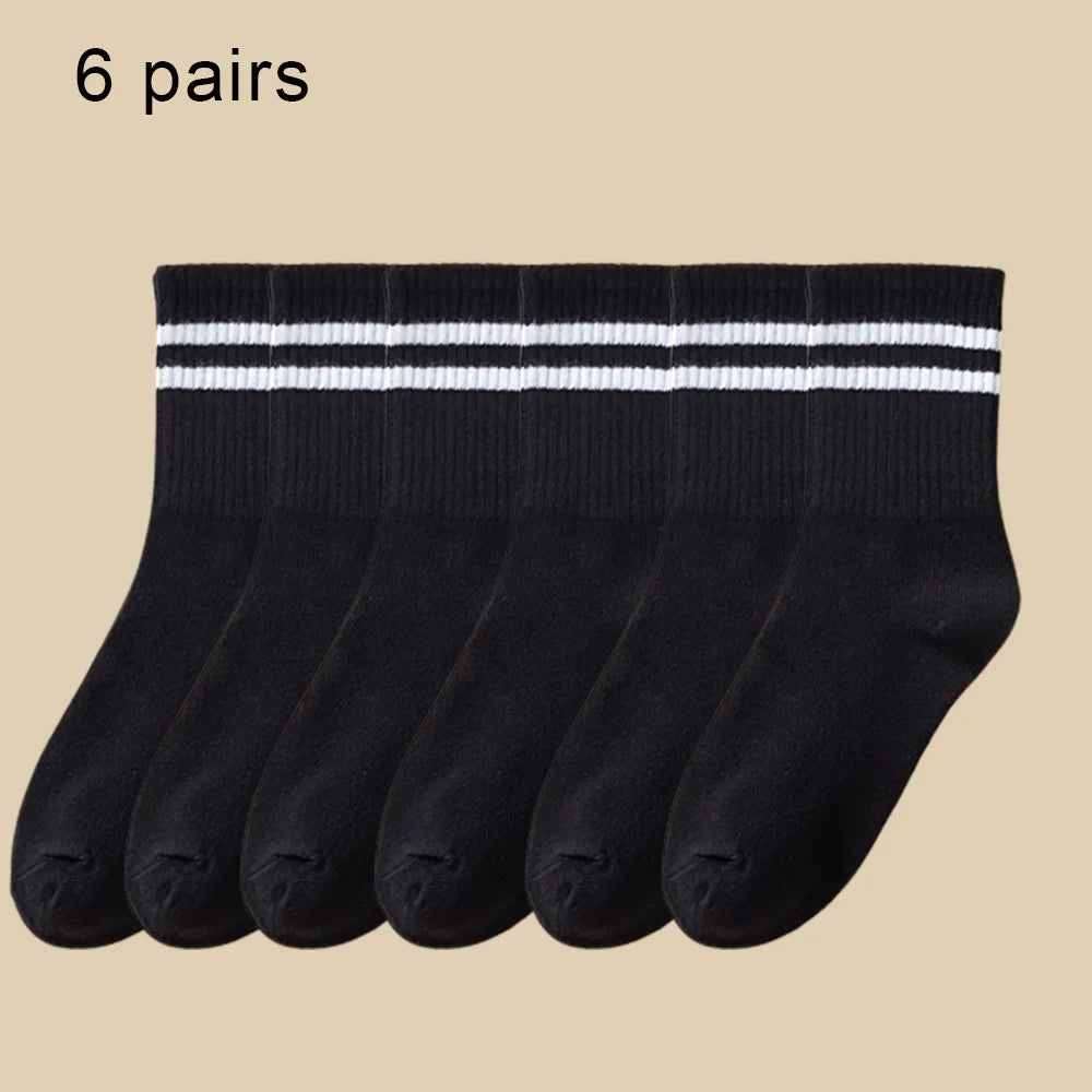 Women Mid-Tube Socks Sweat Absorbent Breathable Sport Crew
