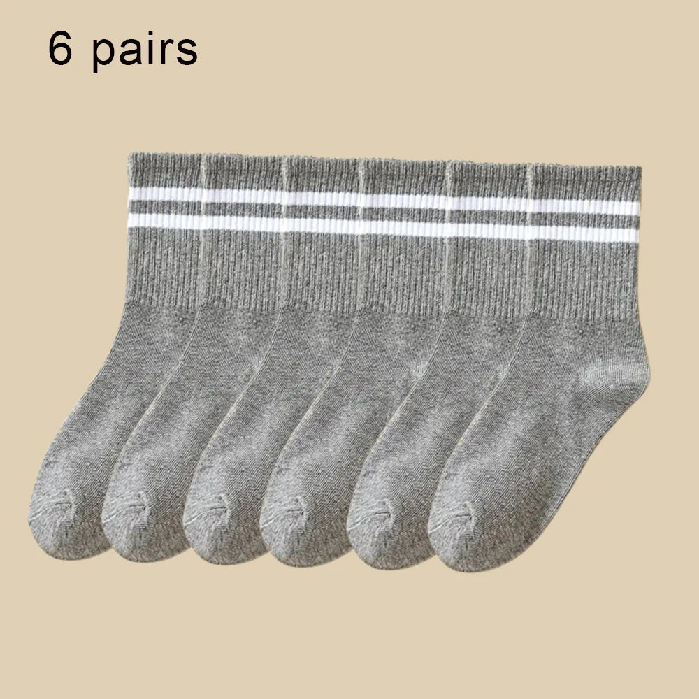 Women Mid-Tube Socks Sweat Absorbent Breathable Sport Crew