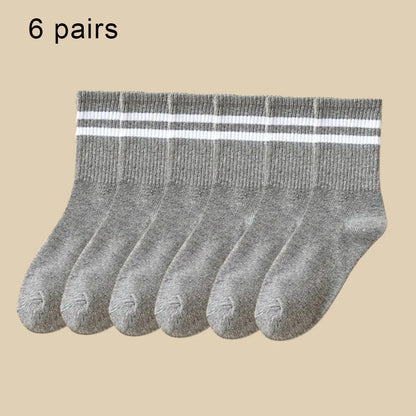 Women Mid-Tube Socks Sweat Absorbent Breathable Sport Crew