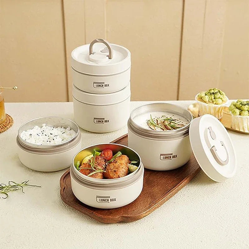 Stackable Stainless Steel Thermal Lunch Box Insulated Container Set 3 Tier