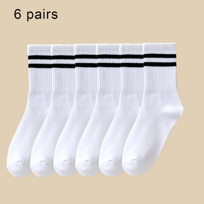 Women Mid-Tube Socks Sweat Absorbent Breathable Sport Crew