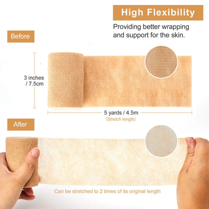 10/1Rolls Medical Adhesive Bandage Elastic Breathable Sports Self Adhesive Tape Beige Wrap Finger Tape For Wrist Ankle First Aid