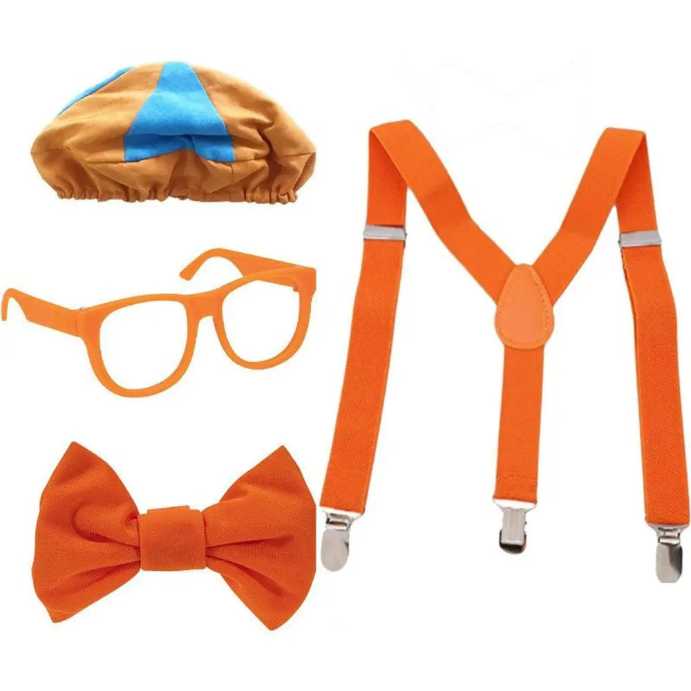 Adult Kids Train Engineer Cosplay Disguise Costume for Kids Orange Strap Bow Tie Hat Halloween Carnival Accessories