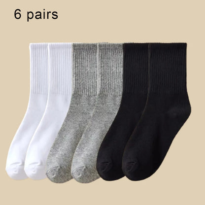 Women Mid-Tube Socks Sweat Absorbent Breathable Sport Crew