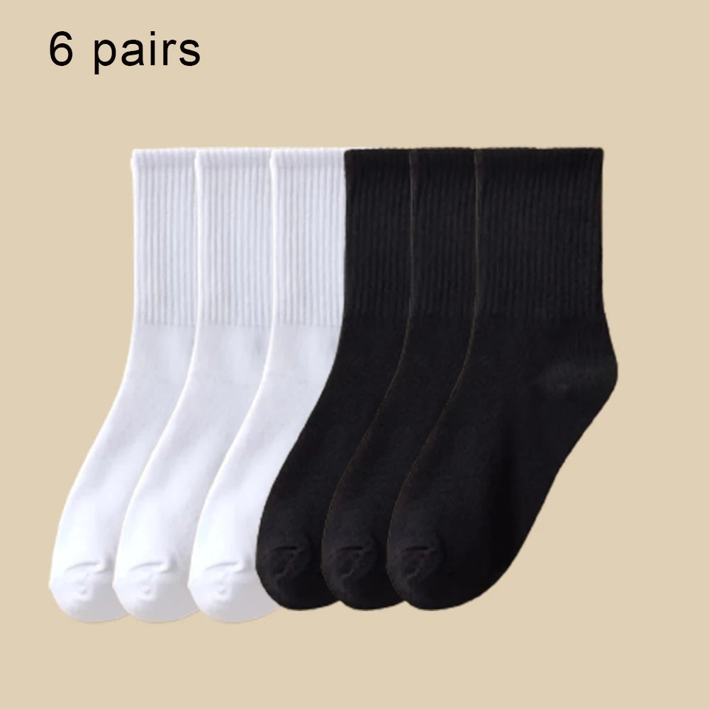Women Mid-Tube Socks Sweat Absorbent Breathable Sport Crew