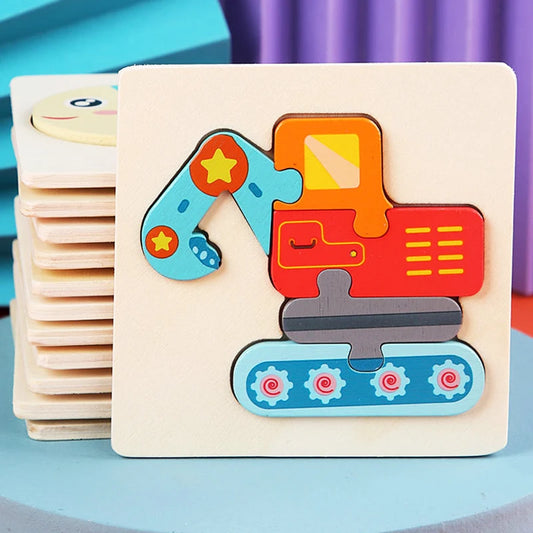 Kids Wooden 3D Animal Puzzle Early Learning Jigsaw