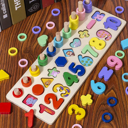 Wooden Montessori Math Fishing Board Digital Shape Sorter
