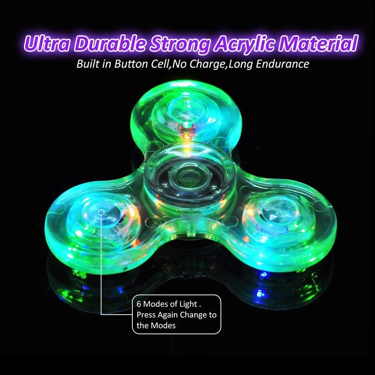 Crystal Luminous LED Light Fidget Spinner Glow In Dark