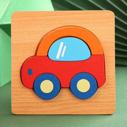 3D Wooden Animal Puzzle: Toddler Cartoon Jigsaw Early Learning Cognition Game