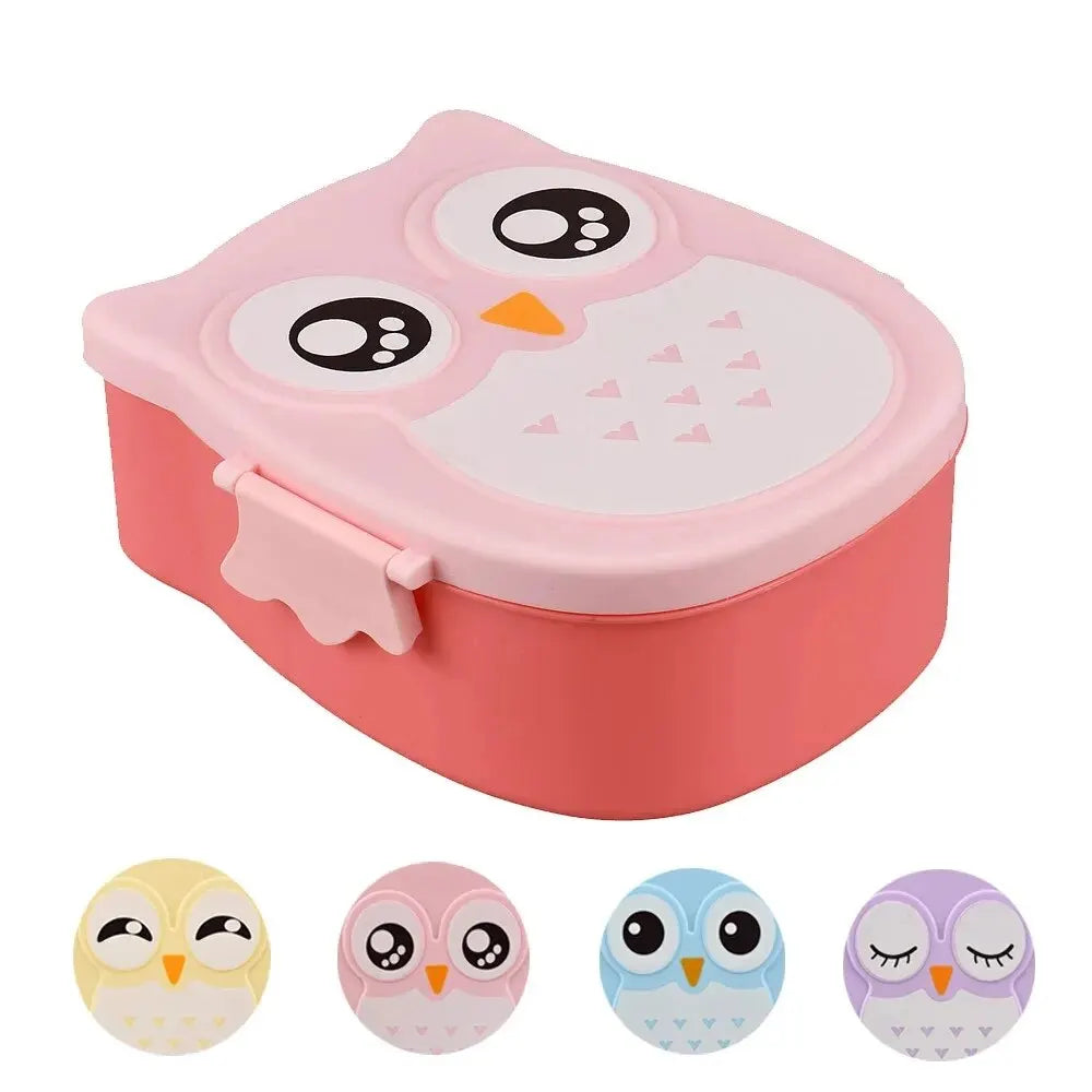 Owl Shaped Kids Bento Lunch Box Compartment School Food Container 1050ml
