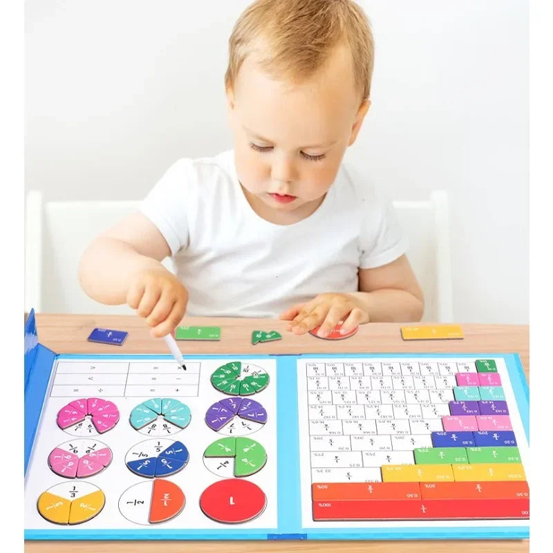 Magnetic Fraction Demonstration Book Wooden Math Toy