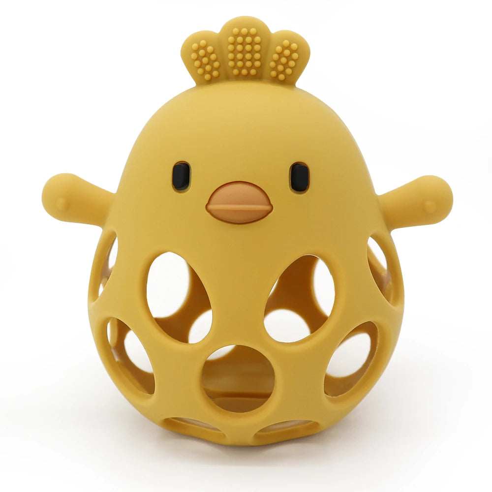 Baby Silicone Teether Toy Cartoon Chick Chewing Trainer